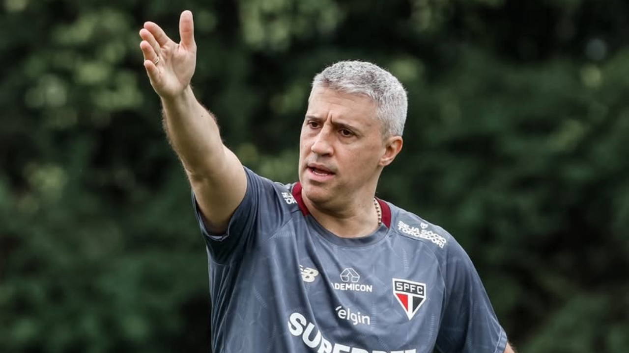 Hernán Crespo durante treino no CT do São Paulo | Reprodução/Instagram/@saopaulofc