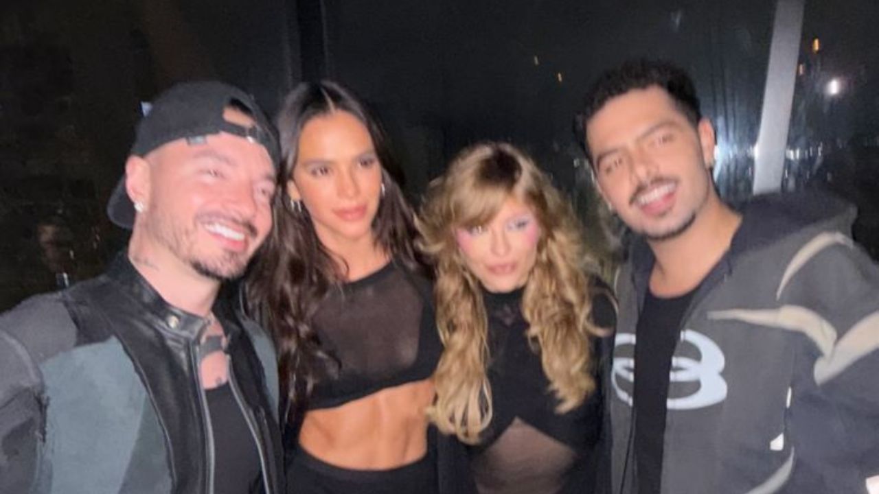Luísa Sonza com J Balvin, Bruna Marquezine e Pedro Sampaio no after do The Town | Reprodução/Instagram/@paammartinss