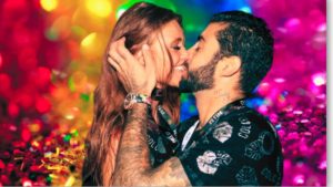 Pedro Scooby celebra Cíntia Dicker no Salgueiro