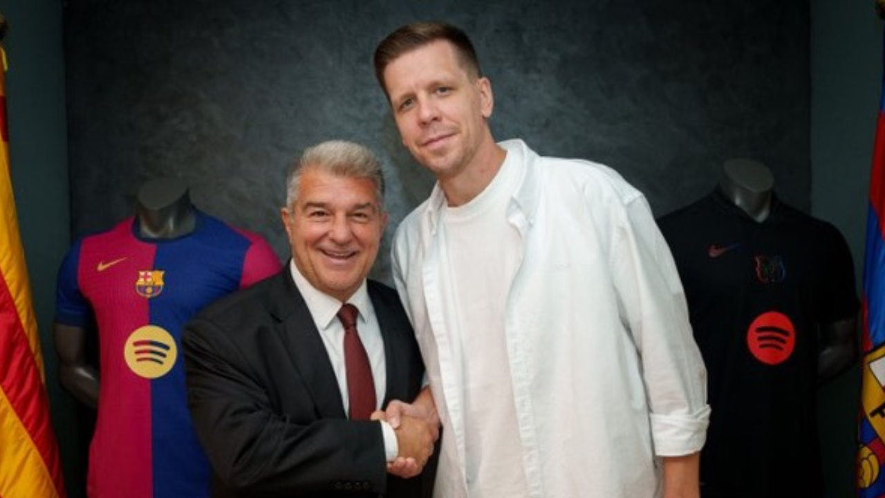 Szczęsny com presidente do Barcelona | Reprodução/x/@fcbarcelona_br