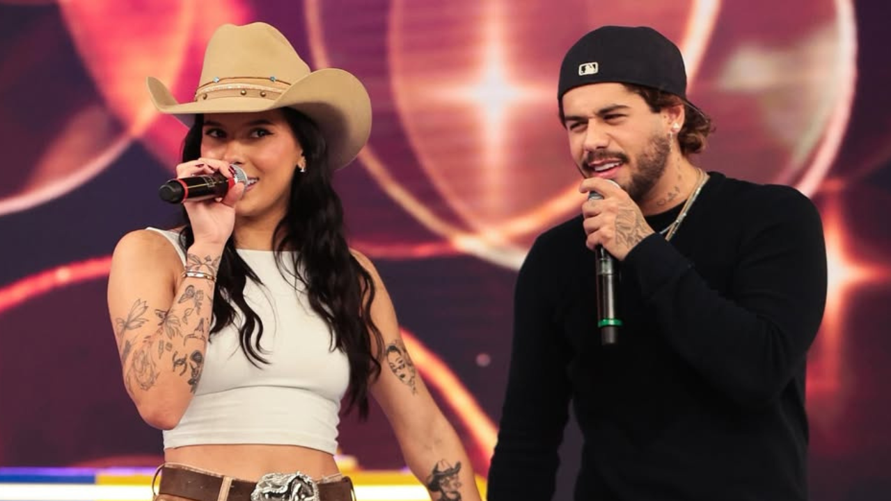 Ana Castela e Zé Felipe em programa de TV | reprodução/Instagram/@zefelipe