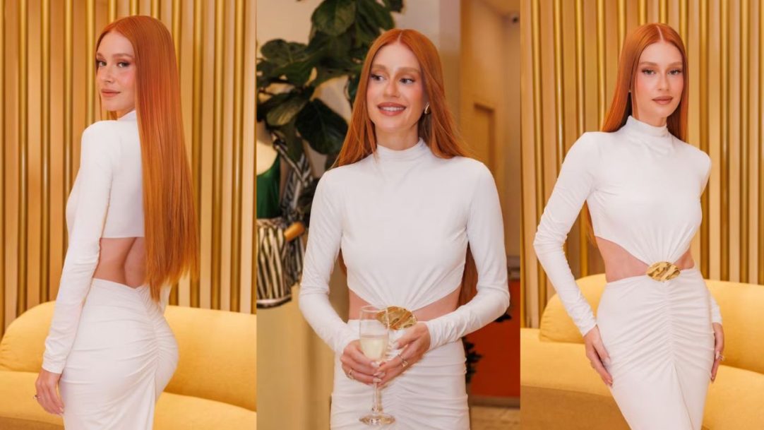 Marina Ruy Barbosa esbanja simpatia e elegância em evento de sua marca