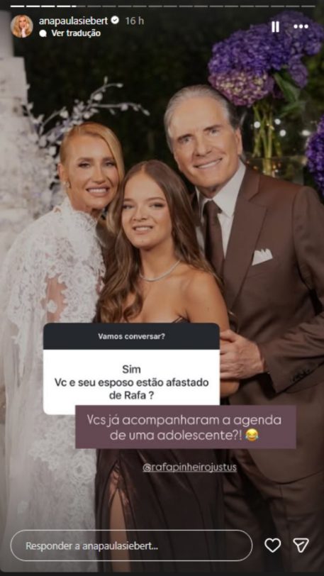Ana Paula Siebert responde pergunta sobre Rafaella Justus