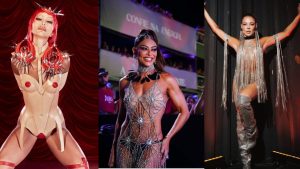 Famosas apostam em brilho e recortes ousados e transformam looks em espetáculo de pele à mostra