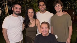 Faustão faz aparição rara com filhos e genro no aniversário da filha Lara Silva