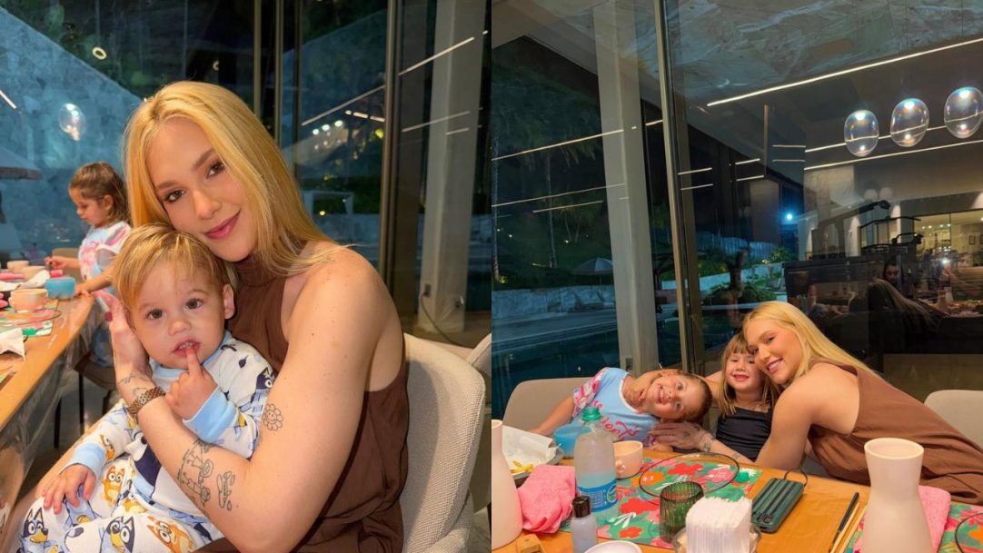 Virgínia se emociona na apresentação de dia das mães do caçula