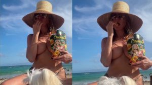 Heidi Klum exibe registro de topless na praia e publicação movimenta a web