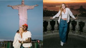 Virginia Fonseca visita Cristo Redentor pela primeira vez com Vini Jr. e Terry Crews