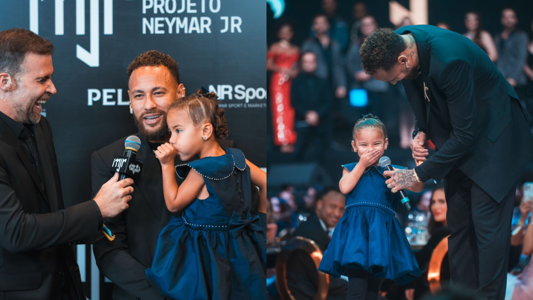 Mavie, filha de Neymar, rouba a cena durante entrevista em leilão beneficente