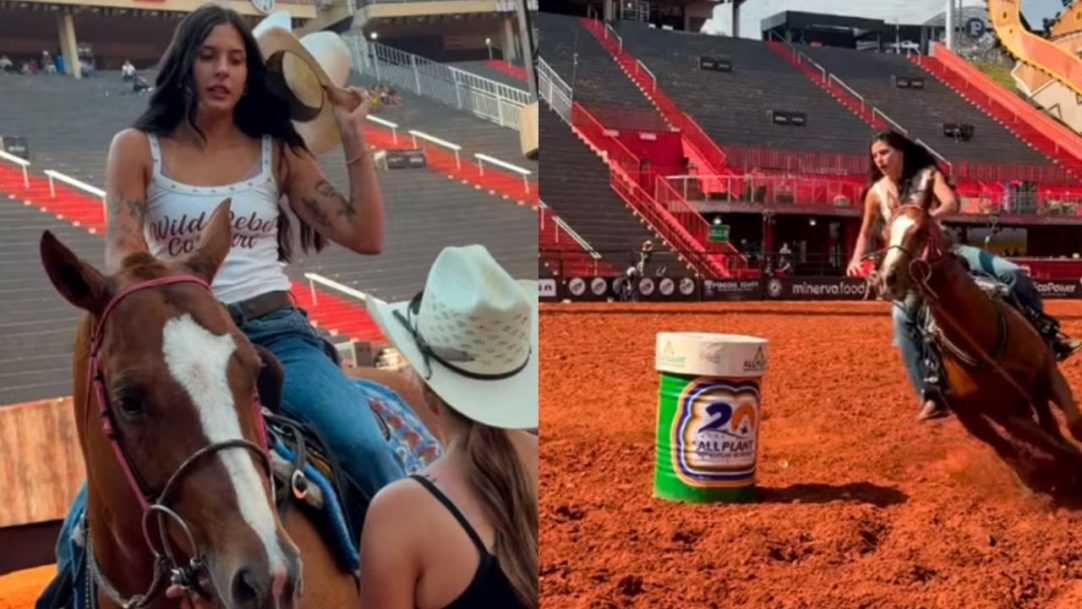 Ana Castela monta a cavalo e esbanja habilidade em Barretos
