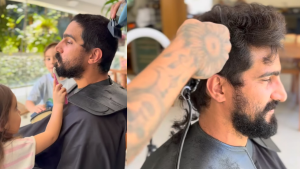 Renato Góes raspa cabelo com ajuda de Thaila Ayala e filhos para novo papel em Quem Ama Cuida