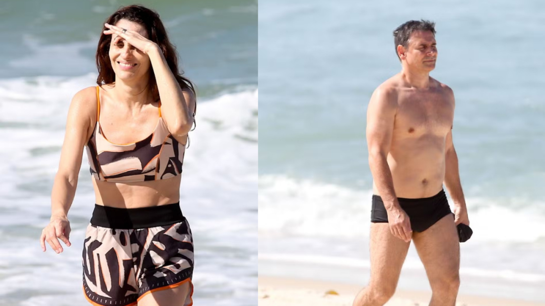 Murilo Rosa e Fernanda Tavares aproveitam dia de praia no Rio de Janeiro