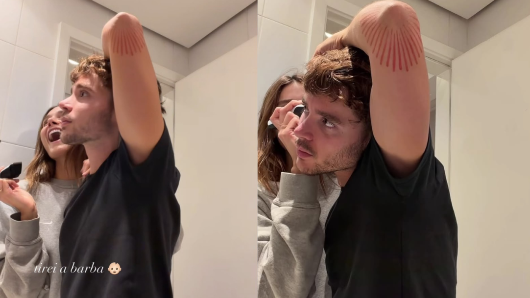 Sasha Meneghel raspa a barba de João Lucas e se surpreende com o resultado