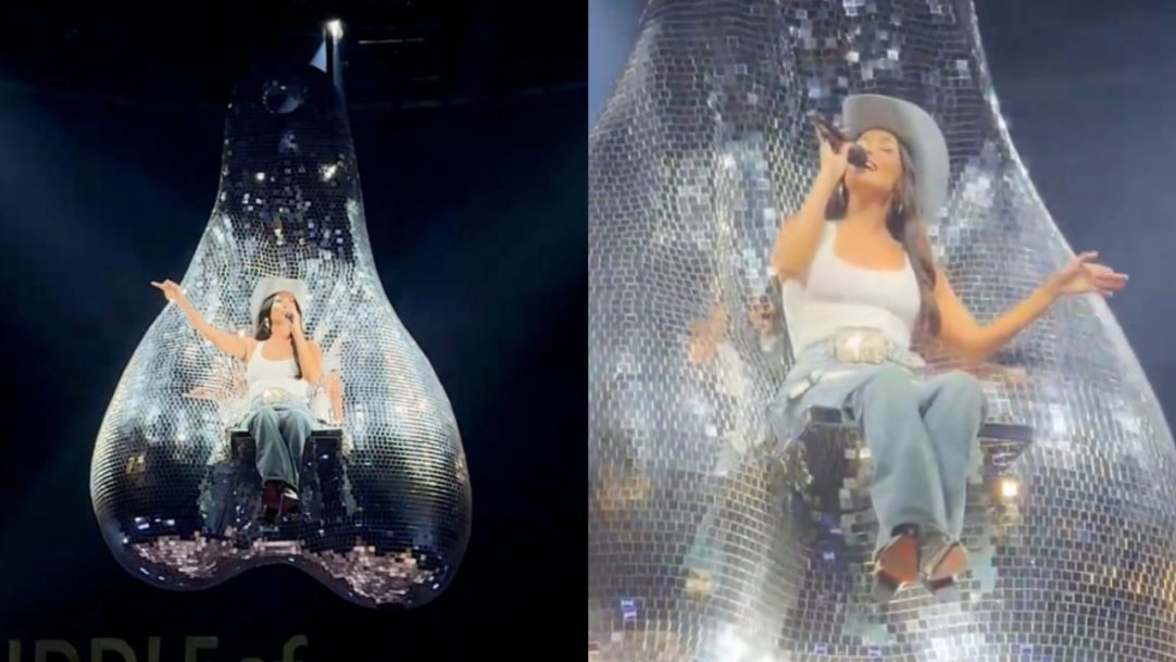 Show de estrela country viraliza após cantora aparecer sentada em globo inusitado: ‘Ninguém avisou?’