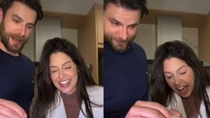 Laís Caldas e Gustavo Marsengo surpreendem a web ao comerem bolo de casamento guardado há um ano: ‘Dizem que é tradição’