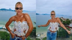Virginia rouba a cena na NFL no Rio ao eleger corset ousado inspirado em cadarços de tênis