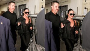 Demi Lovato chama a atenção com vestido transparente de cetim ao sair do Copacabana Palace