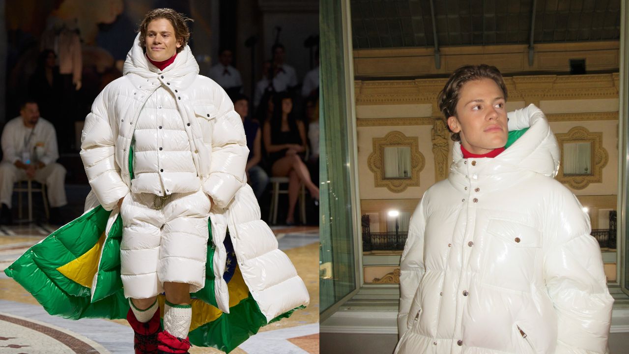 Lucas Pinheiro desfila com uniforme do Time Brasil no Vogue World em Milão