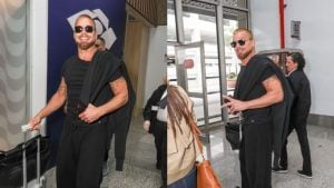 Ricky Martin desembarca no Brasil com cabelo descolorido para o NFL Rio Game