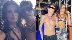 De barriga de fora e minissaia no Rock in Rio, Isabeli Fontana se declara para Di Ferrero