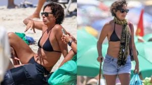 Andrea Beltrão aproveita praia no Rio durante recuperação de cirurgia