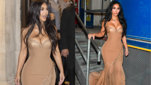Kim Kardashian chama atenção em Londres com look colado ao corpo