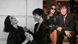 Shawn Mendes e Bruna Marquezine assistem juntos a desfile de moda em Milão