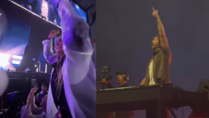 Calvin Harris toca sob chuva forte e famosos ignoram o frio no festival