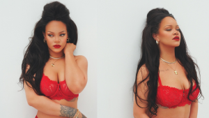 Rihanna surpreende fãs ao posar de lingerie vermelha em novo ensaio; veja fotos