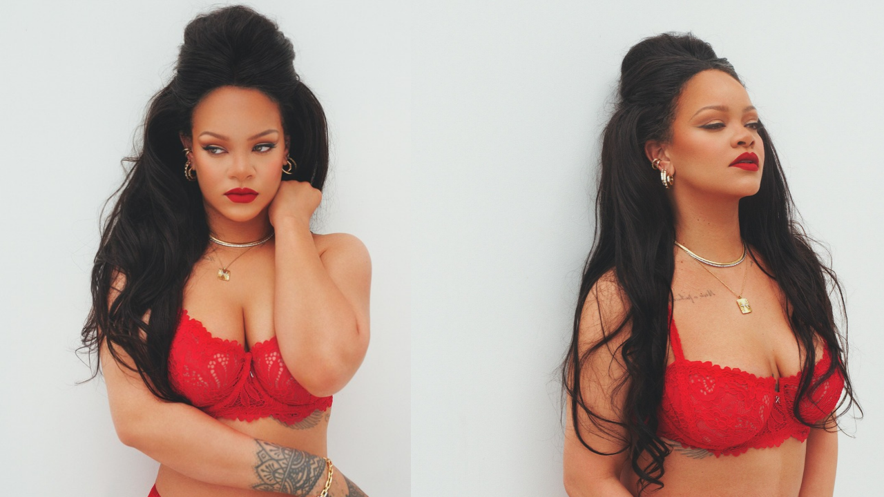 Rihanna surpreende fãs ao posar de lingerie vermelha em novo ensaio; veja fotos