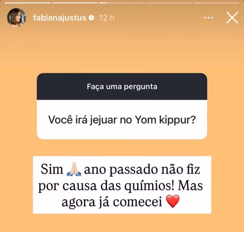 Fabiana Justus celebra conclusão de tratamento contra o câncer e volta a praticar ritual sagrado judaico Fabiana Justus celebra conclusão de tratamento contra o câncer e volta a praticar ritual sagrado judaico