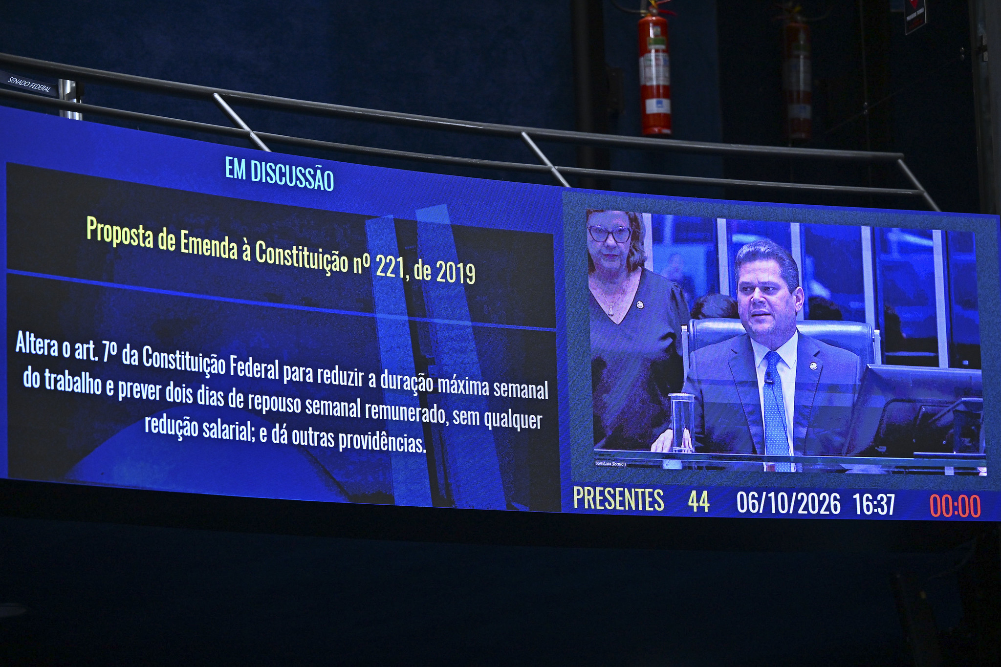 Davi Alcolumbre, presidente do Senado, em sessão plenária sobre a PEC do fim da escala 6x1