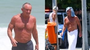 Robert. F. Kennedy, sogro de Giulia Be e secretário de Saúde dos EUA, surge bem à vontade na praia do Rio