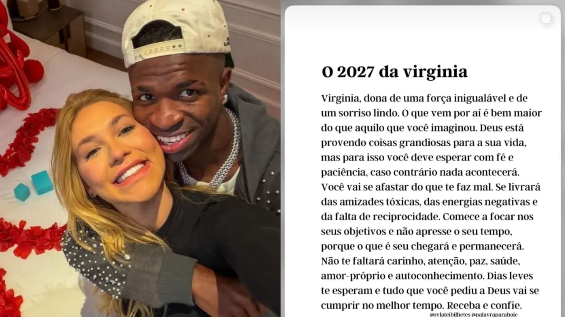 Virginia posta sobre ‘falta de reciprocidade’ em dia de suposta briga com Vini Jr. que resultou no término