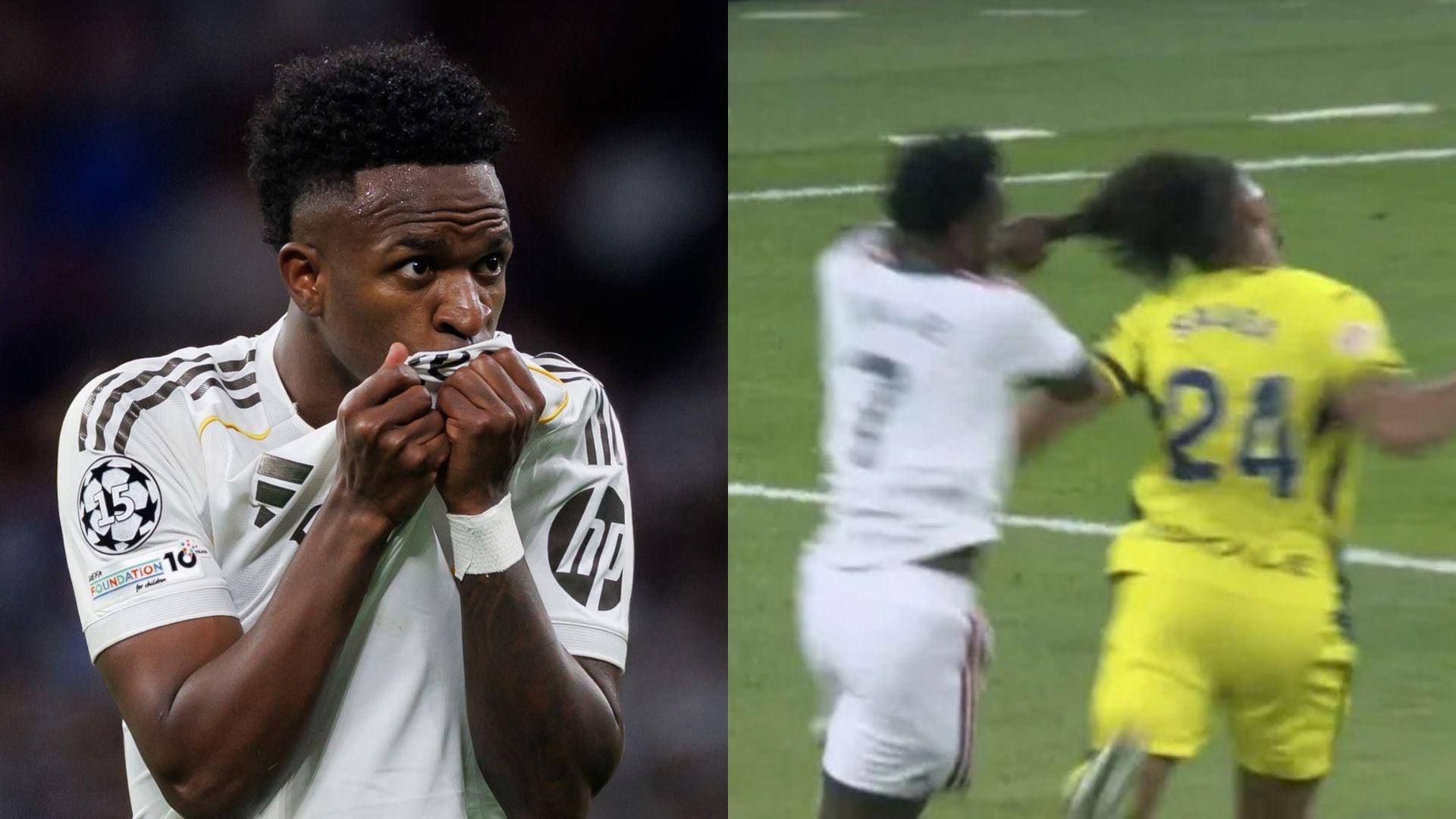 Vini Jr. marca gol que é anulado e é expulso após puxão de cabelo