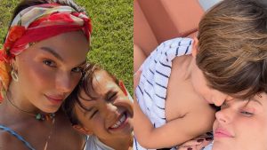 De biquíni, Isis Valverde arranca suspiros em novo registro com o filho
