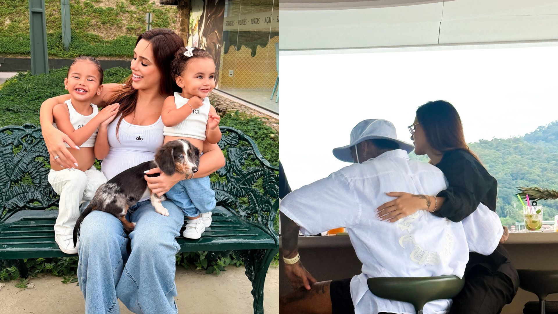 Grávida, Bruna Biancardi abre álbum de fotos íntimo com Neymar e as filhas em momentos de descanso