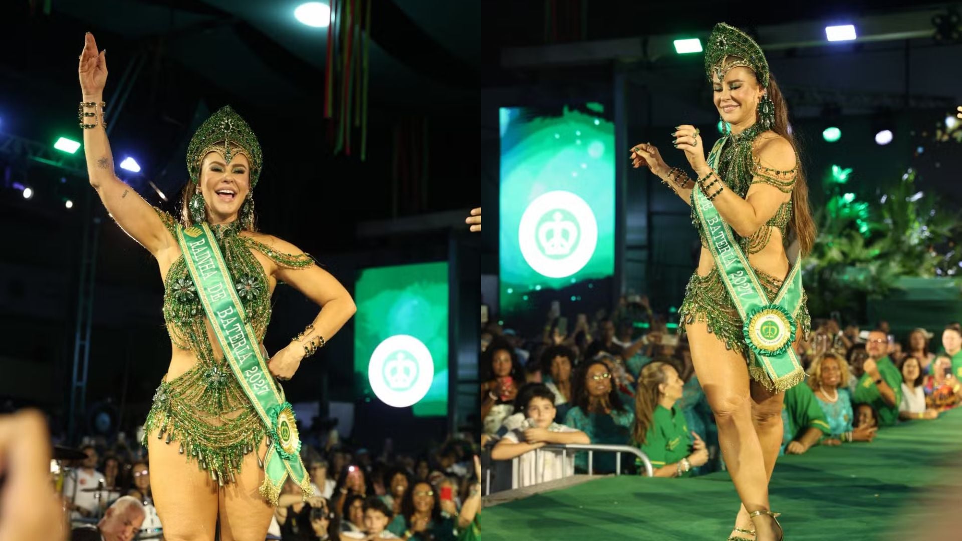 Paolla Oliveira é coroada rainha de bateria da Imperatriz Leopoldinense e destaca felicidade