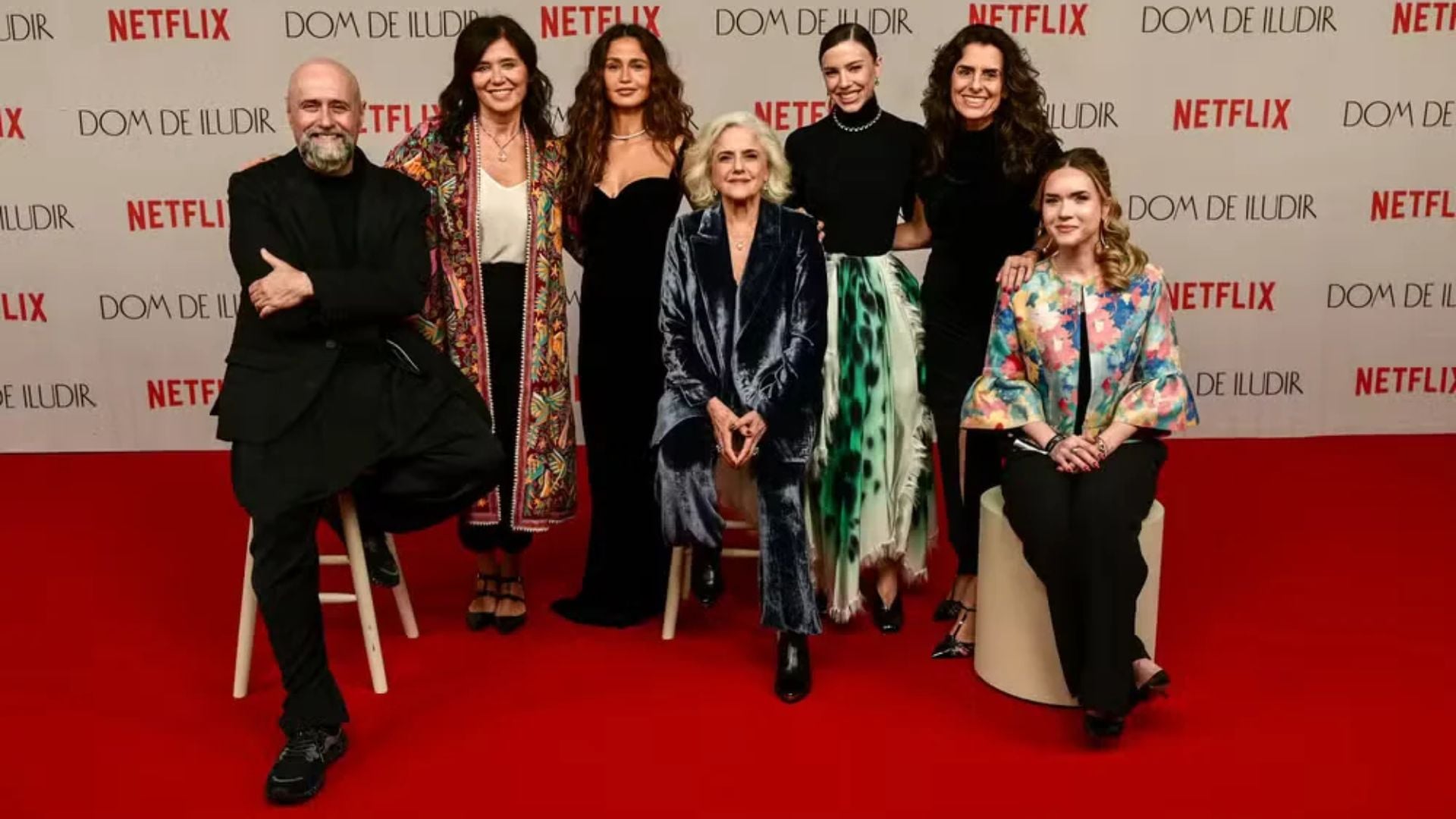 Marieta Severo e Nanda Costa brilham na pré-estreia de ‘Dom de Iludir’