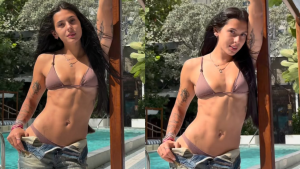 Ana Castela exibe boa forma de biquíni durante viagem a Miami; veja vídeo