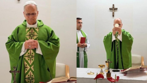 Papa Leão XIV aparece nas primeiras fotos após cirurgia e celebra missa no hospital
