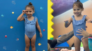 Amanda Kimberlly encanta ao mostrar Helena, filha com Neymar, durante aula de natação; veja registros